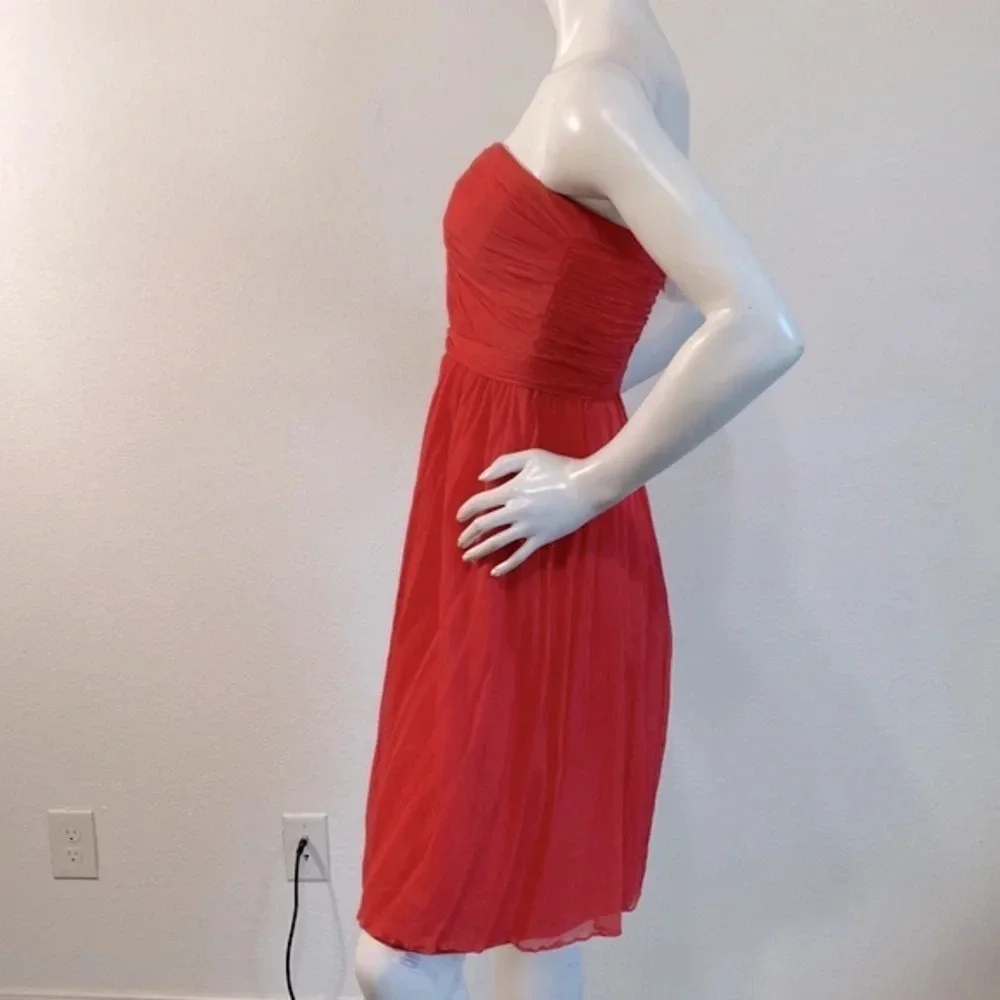 J.Crew Orange Silk Chiffon Strapless Knee Length Cocktail Strapless Dress Size 4